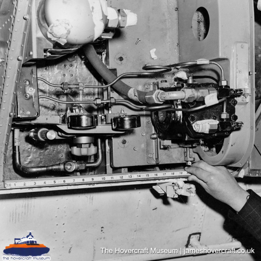 SRN6 close-up details - High-pressure hoses (credit: The Hovercraft Museum Trust).
